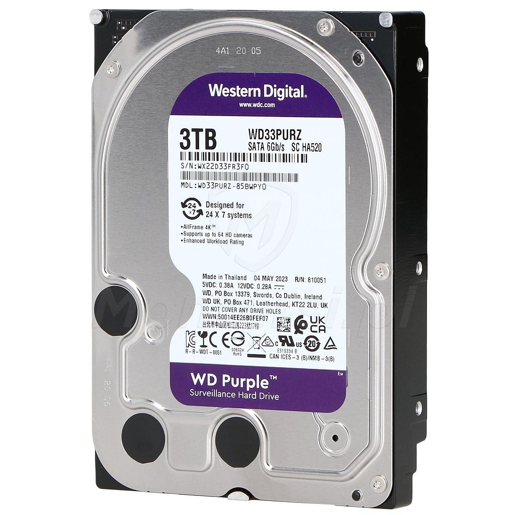 Disco Duro de 3 Tb ( 3072 Gb ) Western Digital Purple.