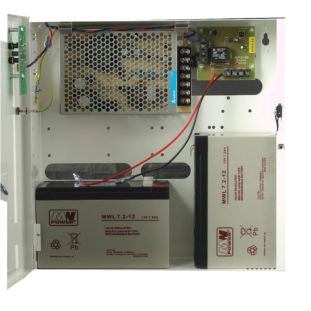 Source d'Alimentation 24V - 4A avec boîtier et espace pour 2 batteries de secours de 7Ah