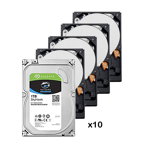 Pack de 10 disques durs de 1Tb ( 1024 Gb ) Seagate Skyhawk.