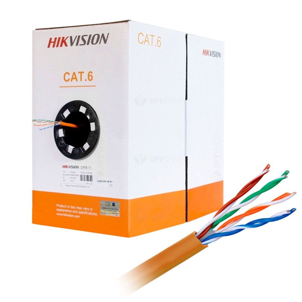 Bobina de cable UTP cat6e Hikvision.   Certificado . Conductor cobre alta calidad