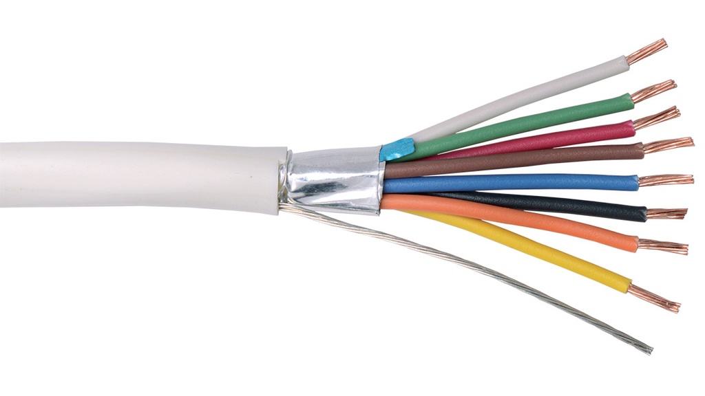 Roll 100m of flexible 8-wire shielded halogen-free cable (8x0.22 AL/M HF)