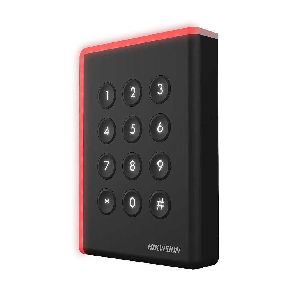 Lector de acceso por tarjeta Mifare, Desfire, Felica y Código PIN Teclado IP65 Wiegand Hikvision