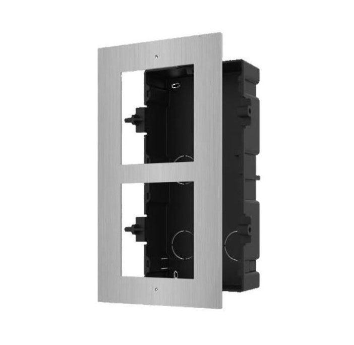 Front panel and registration box 2 Hikvision video intercom modules. STAINLESS STEEL. FLUSH MOUNT