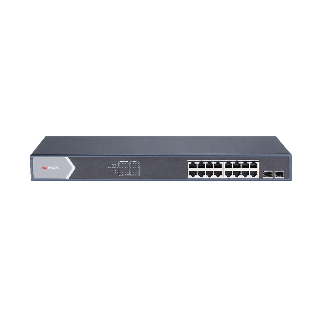 Switch 16 PoE + ports 10/100/1000 Mbps 2 SFP ports Uplink Hik ProConnect Hikvision Smart management