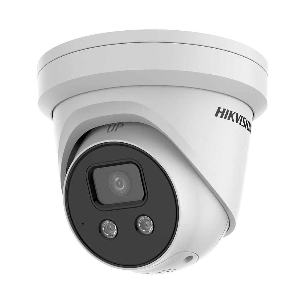 Cámara Domo IP 4MP 2.8mm Audio Alarma IR30  Luz estroboscópica y advertencia sonora AcuSense Hikvision