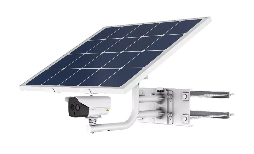 Thermal Camera Kit Solar energy 6.9/6.4mm Photovoltaic panel 80 W Rechargeable battery 30Ah (not included). Fire prevention 4G IP67 IR30 Hikvision alarm