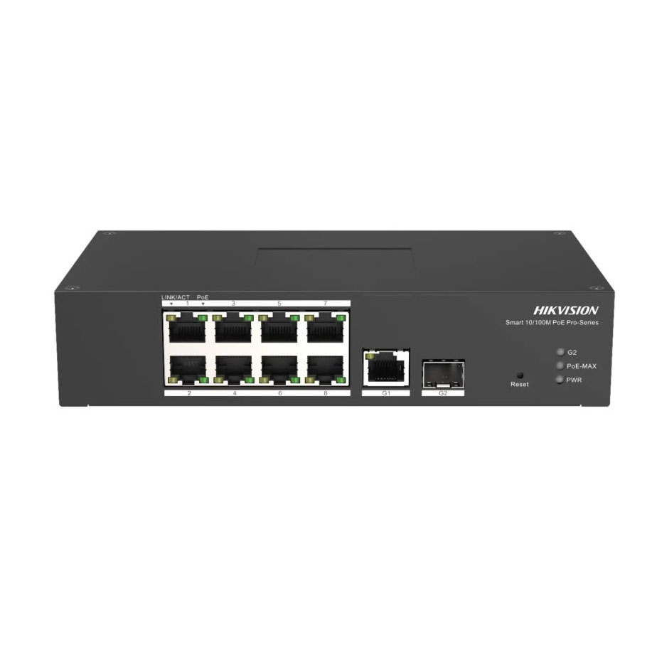 Switch PoE inteligente administrado 8 puertos 10/100 Mbps Hikvision