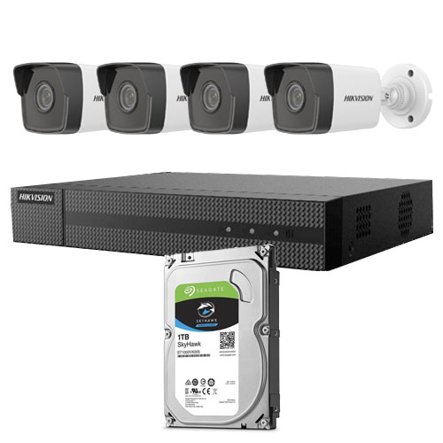 Kit Bullet IP Hikvision Grabador + 4xBullet + HD