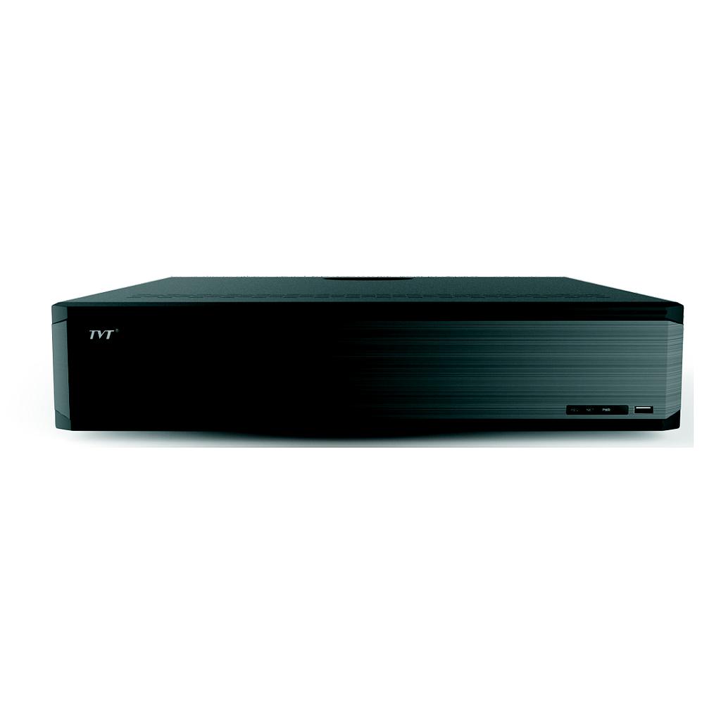 Grabador NVR IP 32CH 12MP 8xHDD E/S Audio Alarma 160Mbps Face Detection Matrículas TVT