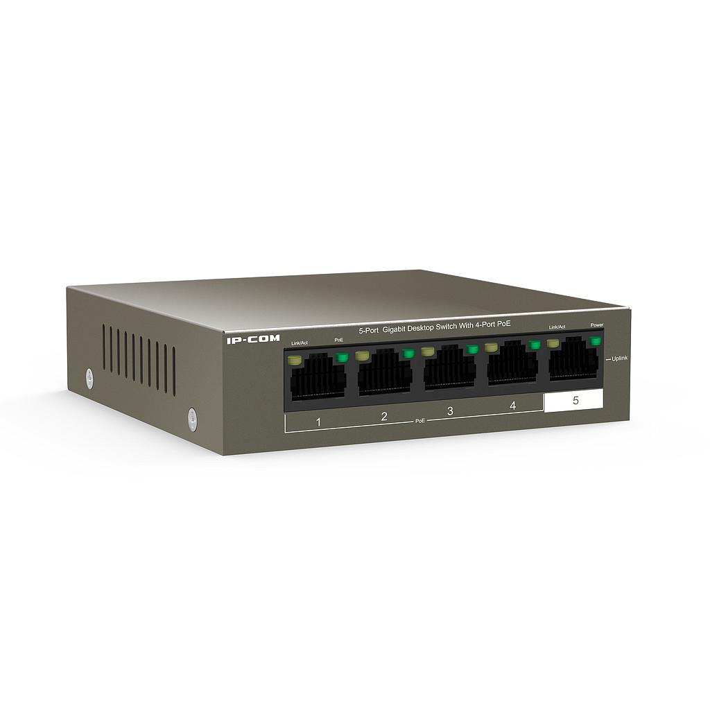 Switch 5 puertos no gestionable Gigabit L2 4PoE IP-COM