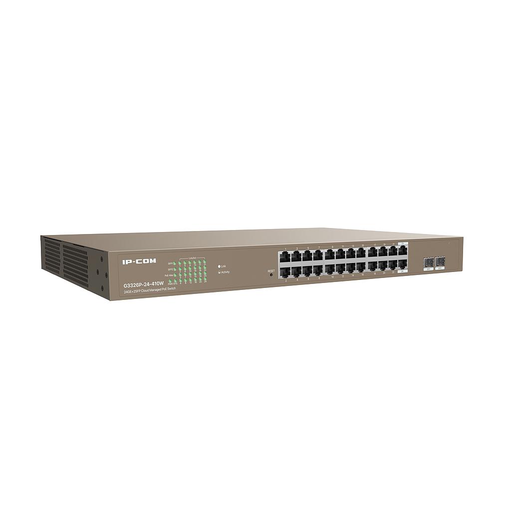 Switch inteligente 24 PoE Gigabit + 2 puertos SFP Gestionable Acceso a nube L2 IP-COM