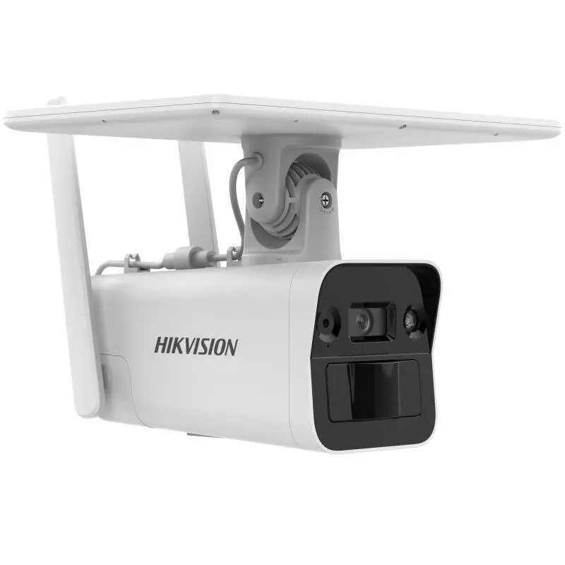 Cámara con panel solar y batería 4MP 6mm IR30 Detección personas/vehículos Audio IP67 4G eMMC 8GB Hikvision