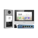 Kit de videoportero IP residencial Placa exterior Monitor switch PoE  4 puertos MicroSD 16GB