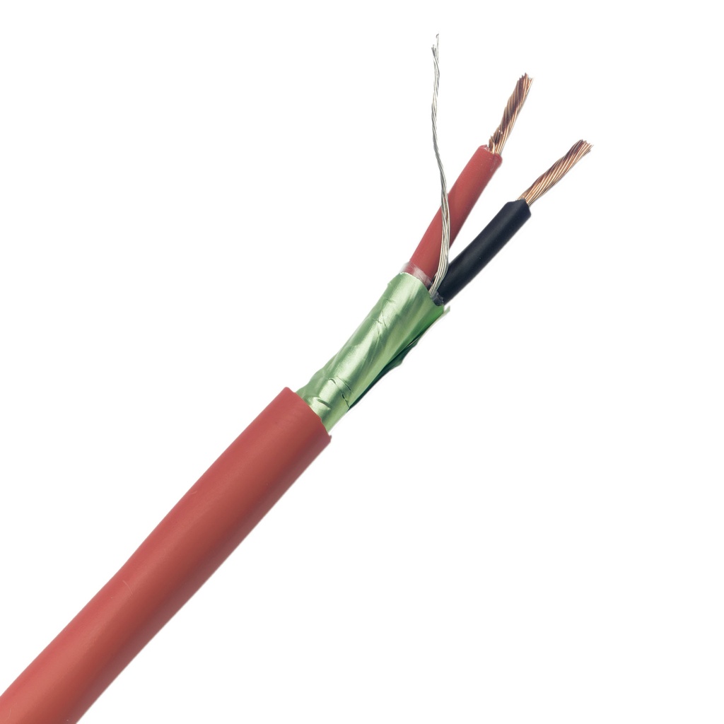 Cable trenzado y apantallado (libre de halógenos) rojo/negro 2x1,5mm². 100m.