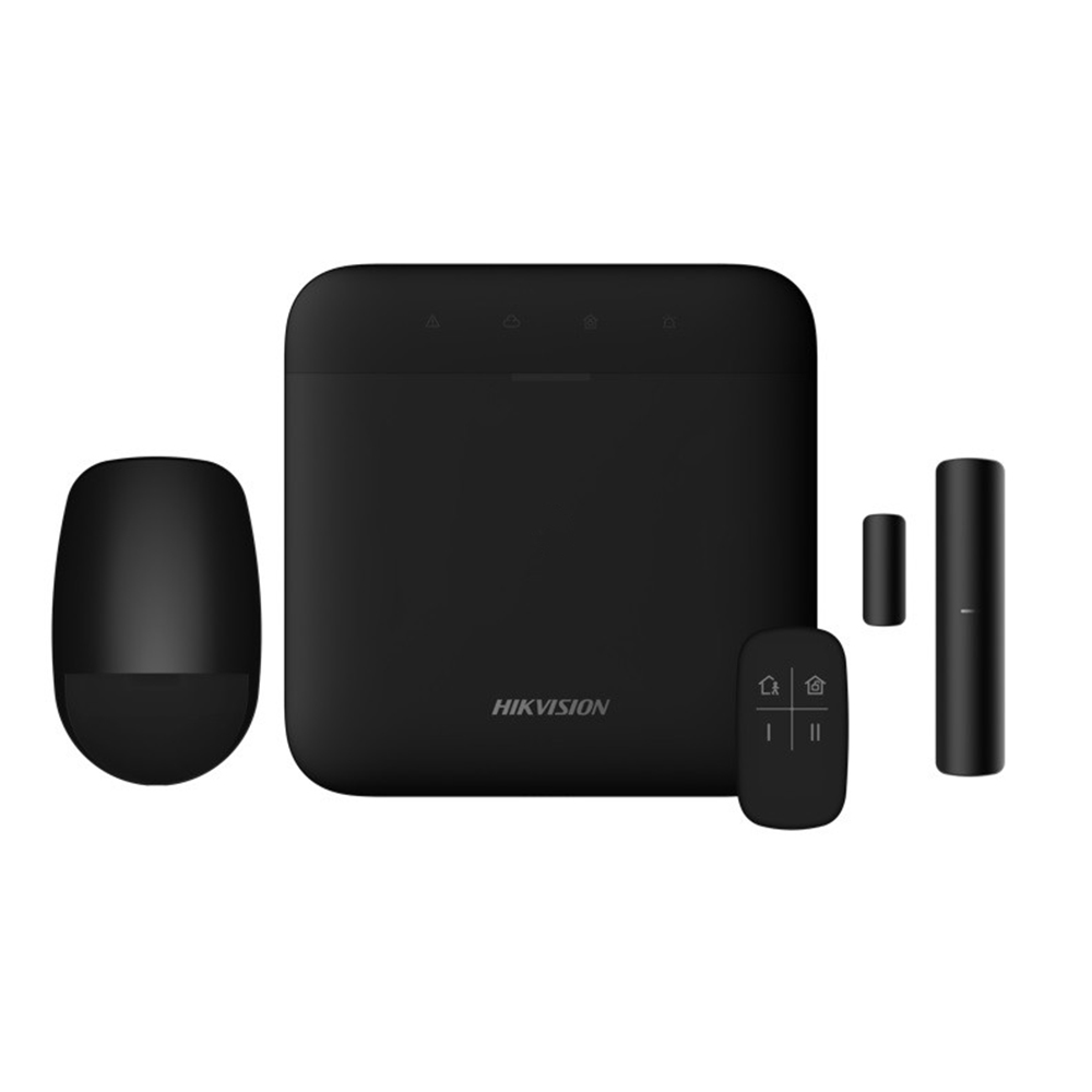 Kit AXPRO 868MHz 64 zonas Hikvision Panel + Detector + Mando + Contacto (Color Negro)