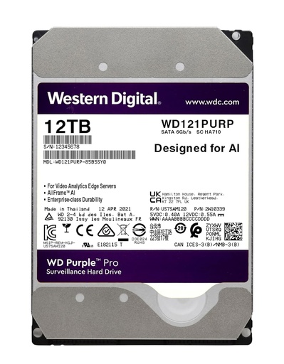 [WD121PURP] Disco duro especial videovigilancia 12TB