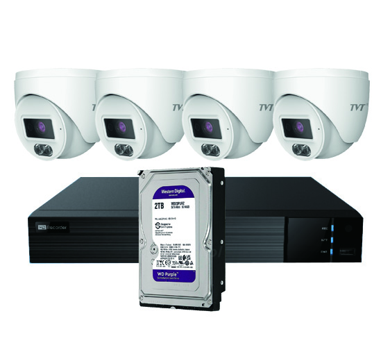 Kit CCTV IP NVR 4CH PoE + 4 Domos 4MP 2.8mm + HD2TB