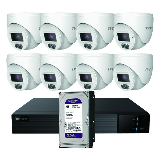 Kit CCTV IP NVR 8CH PoE + 8 Domos 4MP 2.8mm + HD4TB