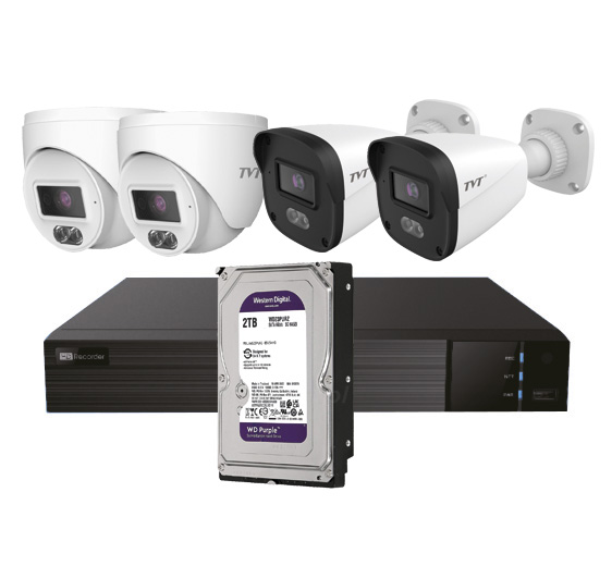 Kit CCTV IP NVR 4CH PoE + 2 Domos 4MP 2.8mm + 2 Bullets 4MP 2.8mm + HD2TB