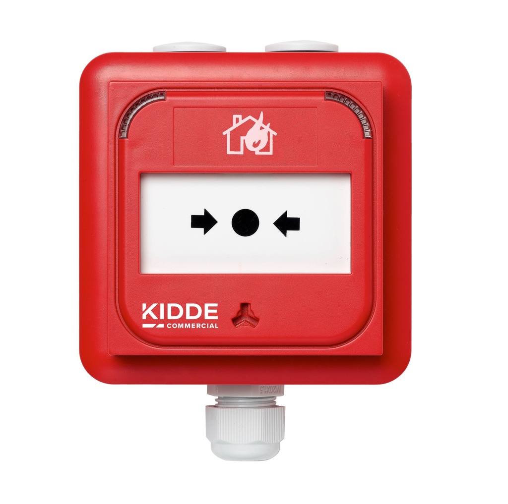 Pulsador manual alarma incendios rojo IP67 Exterior Resistencia 560 Ω