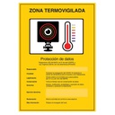 [BSC20570] Plaque en plastique de Zone thermo-surveillée pour intérieur/extérieur, homologuée selon la réglementation en vigueur. Espagnol