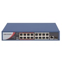 [DS-3E0318P-E/M(B)] Hikvision 16-Port 100 Mbps Long-Range Unmanaged PoE Switch , 1 Gigabit RJ45 uplink port, 1 Gigabit SFP uplink port, 130W